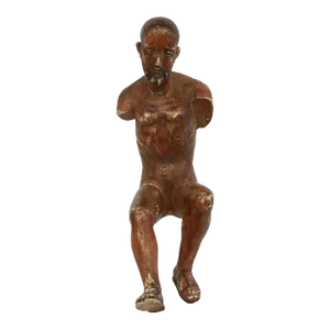 Carved Santo Figure, Seated Male Saint, 19th C.