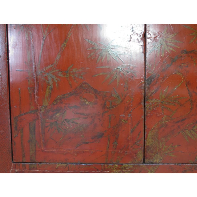 Wood Chinoiserie-Style Hand-Painted Elm Cabinet For Sale - Image 7 of 14