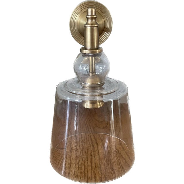 Antiqued Brass and Glass Shade Scones by Barbara Cosgrove For Sale - Image 11 of 11