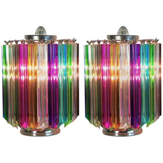 Multicolored Quadriedri Table Lamps, Murano, 1990s, Set of 2 For Sale - Image 9 of 9