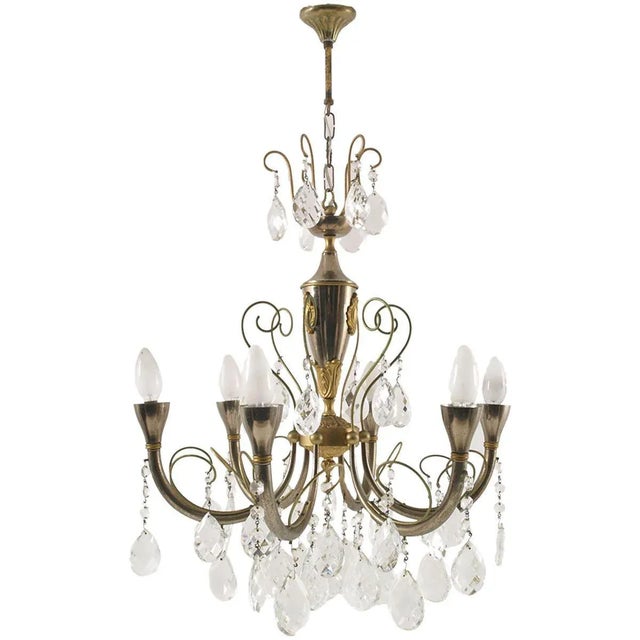 Metal Italian Silver and Gold Chandelier, 1920s For Sale - Image 7 of 7