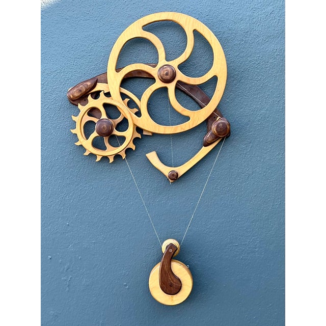 Vintage Hand Made Kinetic Wood Wall Sculpture For Sale In West Palm - Image 6 of 12