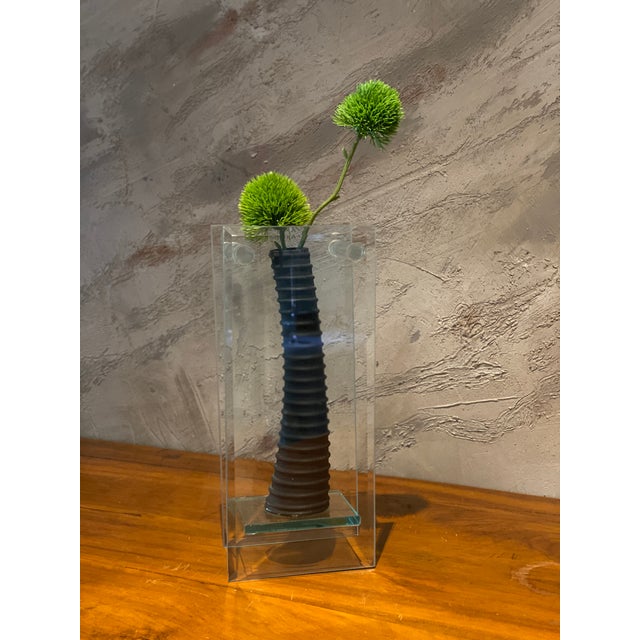 Postmodern Sculptural Glass Vase in Glass and Black Rubber, Italy, 1970s-1980s For Sale - Image 9 of 18