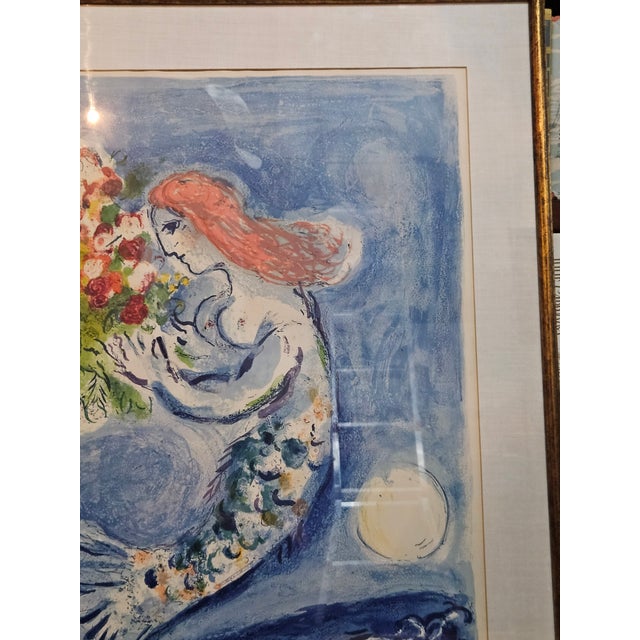 Traditional 1961 Marc Chagall Rare Baie Des Anges Stone Lithograph - Limited Ed - Framed For Sale - Image 3 of 10