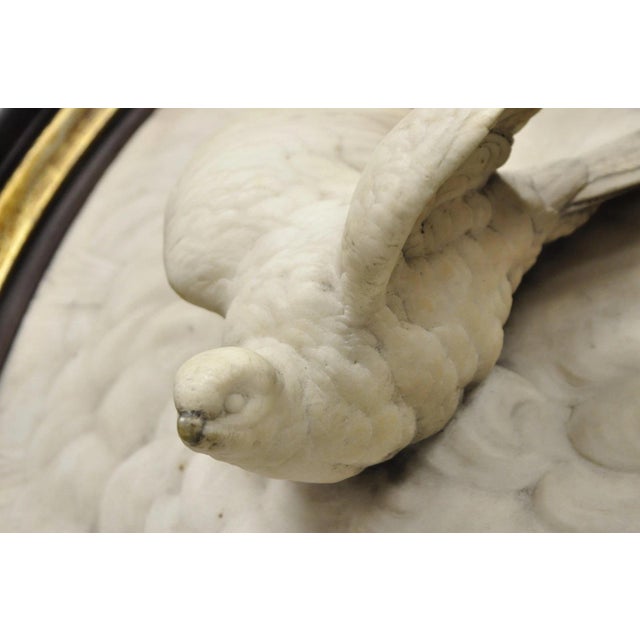Antique Victorian Large Italian Oval Marble Relief Carved Dove Bird Wall Plaque For Sale In Philadelphia - Image 6 of 18