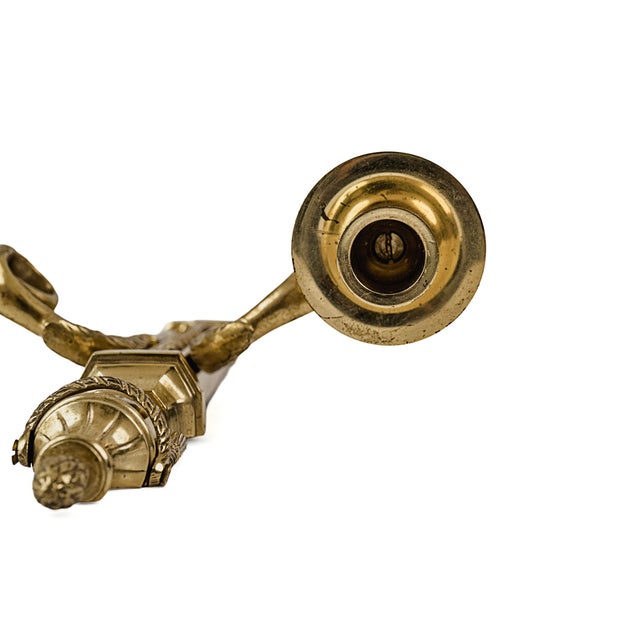French Neoclassical Style Bronze/Brass Two-Arm Wall Sconces Set of 2 For Sale - Image 9 of 15