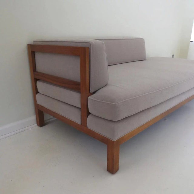 Textile Mid Century Walnut Chaise Lounge Clean Lines For Sale - Image 7 of 9