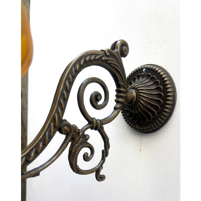 Metal French Brass and Glass Wall Lamps, 1960s, Set of 2 For Sale - Image 7 of 11