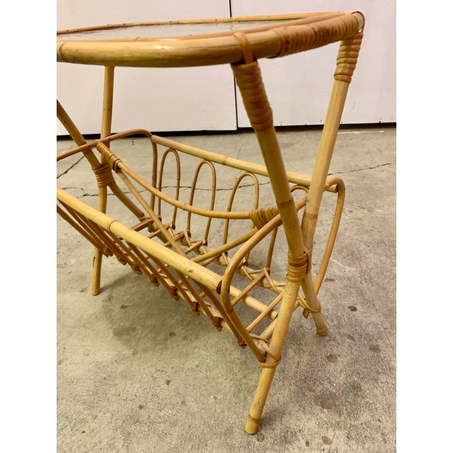 1950s Swedish Designer, Side Table, Bamboo, Rattan, Glass, Sweden, 1950s For Sale - Image 5 of 11