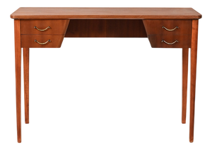 Scandinavian Mahogany Desk with Brass Handles, 1940s