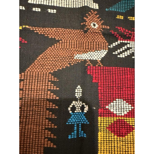 Mexican Vintage Oaxaca Zapotec Style Wool Pictorial Wall Hanging Textile 43"x21" For Sale - Image 3 of 10