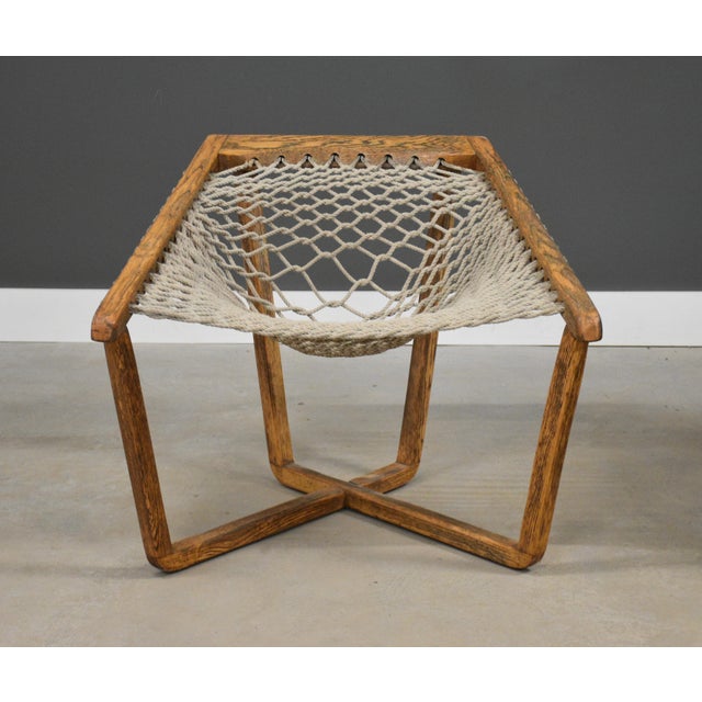 1970s Modern Oak Net Chair For Sale In Boston - Image 6 of 9