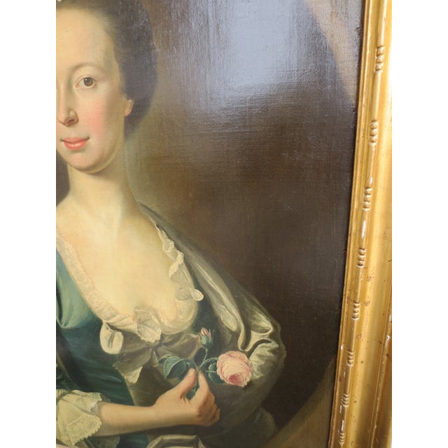 Paint !8th Century Portrait of Noble Lady School Scottish/English Ramsey? For Sale - Image 7 of 15