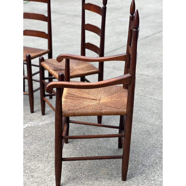 Early 20th Century Rush Seating Ladderback Chairs - Set of 4 For Sale In Atlanta - Image 6 of 8