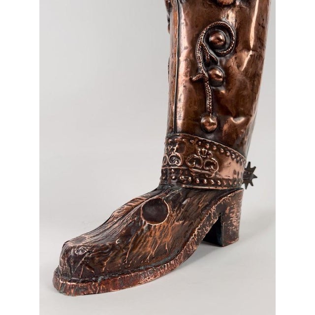 Italian Mid-Century Copper Western Boot Umbrella Stand, Repoussé Decoration, 70s, 1970s For Sale - Image 14 of 18