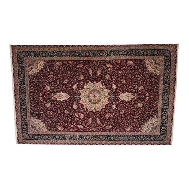 Silk Tabriz Palace Carpet , 11'8" X 18'8" For Sale