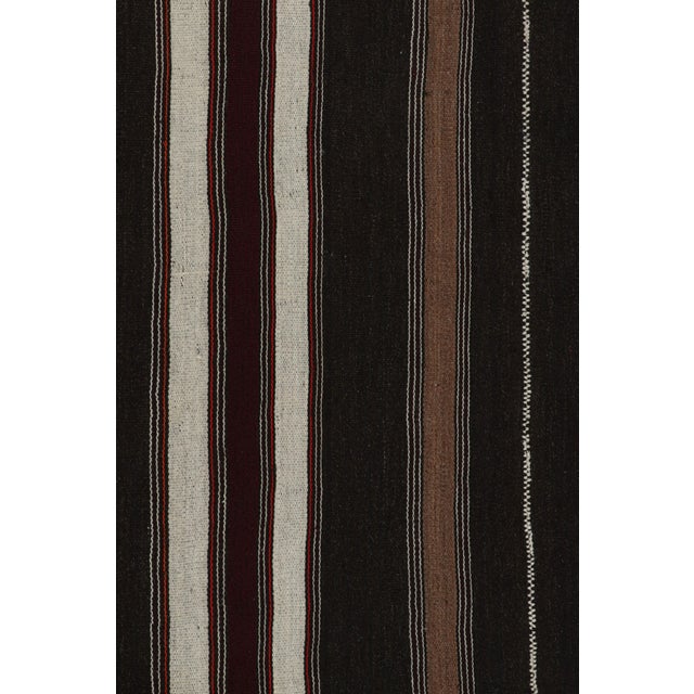 Vintage Turkish Kilim Rug in Brown, Black & White Stripes - Rug & Kilim For Sale In New York - Image 6 of 7
