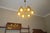 Impressive six-armed large chandelier in brass and blown smoked glass, in the style of or by Hans-Agne Jakobsson / AB...