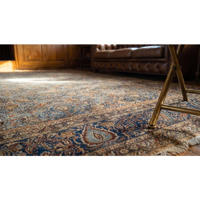 Excellent Antique Persian Dabir Kashan Rug With Navy Background With Allover-Floral Design For Sale In New York - Image 6 of 8