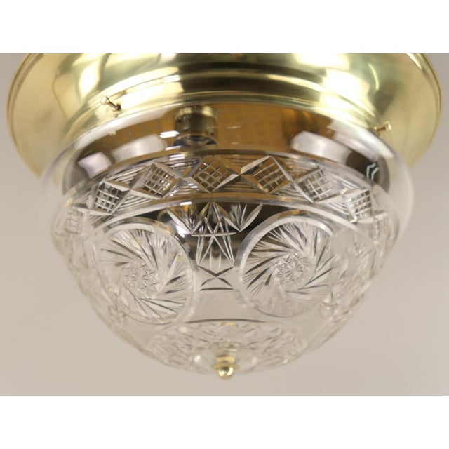 Large Art Deco Brass Ceiling Lamp with Hand-Cut Lead Crystal Shade, Austria, 1920s For Sale - Image 3 of 12