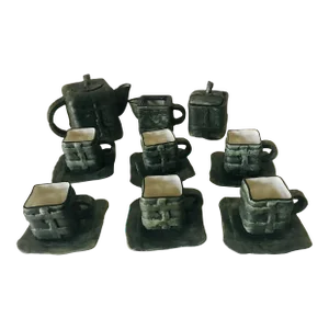 Modern Artisan Coffee Tea Set Bisque Porcelain
