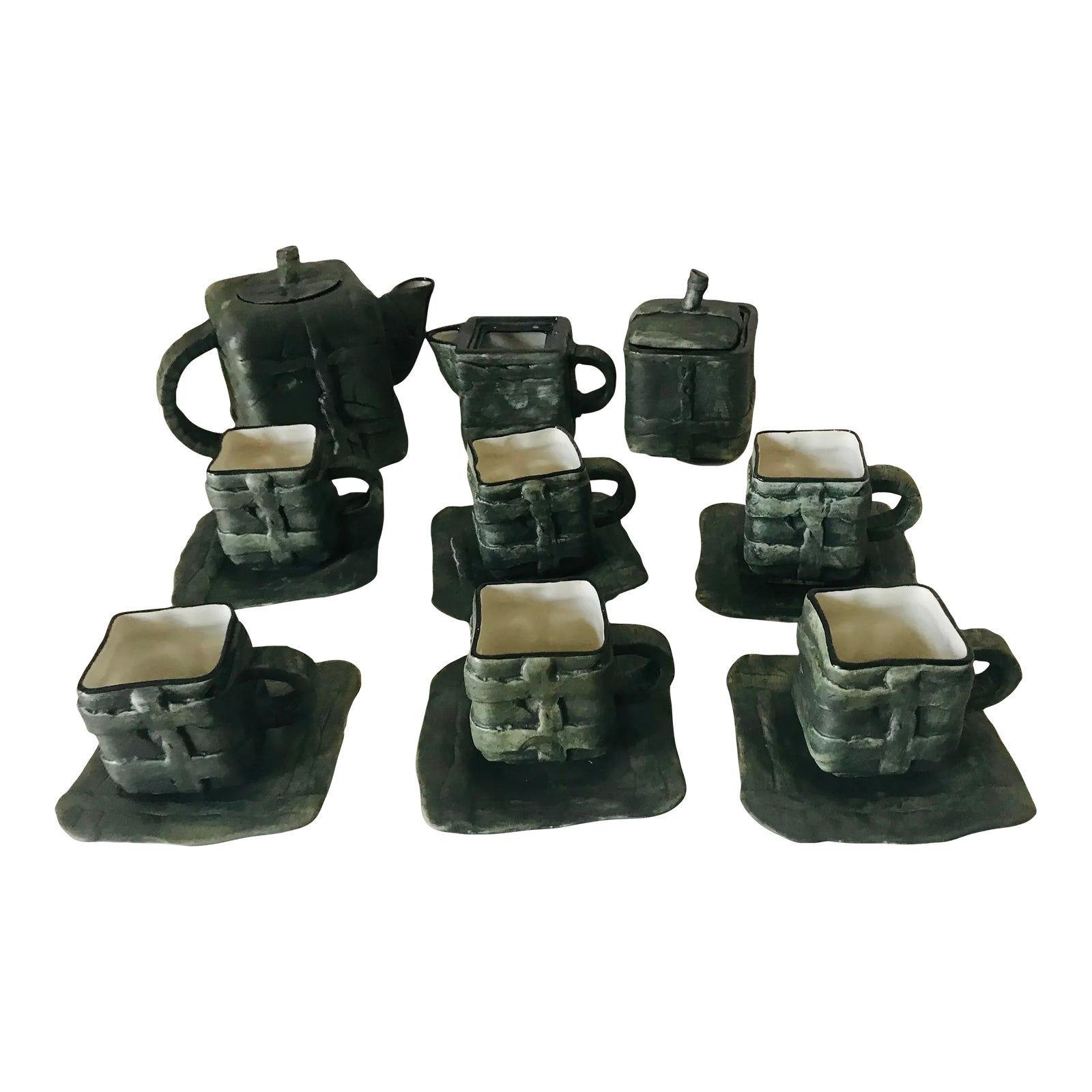 Modern Artisan Teaset Bisque Porcelain | Chairish