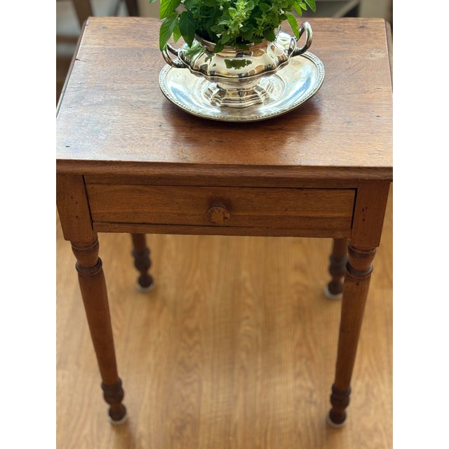 1850s American Primitive Honey Wood Accent Table With Sheraton Legs For Sale - Image 4 of 9