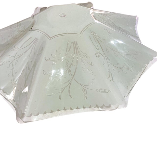 1950’s Ruffled Glass Semi Flush Shade For Sale - Image 4 of 9