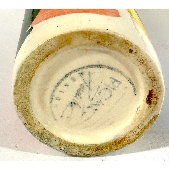 Yellow Stamped Edition Padilla “Picasso” Pottery Conical Face Vase, Mexico For Sale - Image 8 of 8