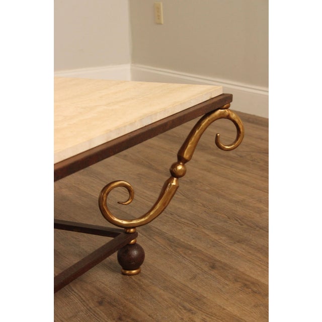 1990s 1990s LaBarge Italian Style Travertine Top Coffee Table For Sale - Image 5 of 13