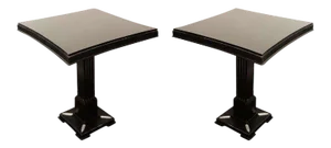Occasional Tables in Ebonized Mahogany w/ Pedestal Bases by James Mont - a Pair