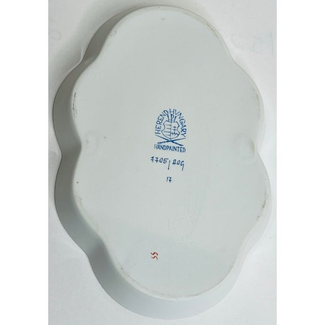 Ceramic Herend Chinese Bouquet Rust Scalloped Oval Dish For Sale - Image 7 of 9