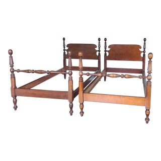 1950s Mid-Century Solid Mahogany Twin Beds - a Pair For Sale