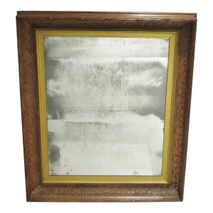 Antique Hand Carved Walnut Faux Bois Casetta Style Wall Mirror Circa 1870's