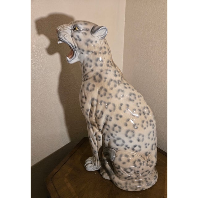 1970"s Snow Leopard Ceramic Statue For Sale - Image 9 of 12