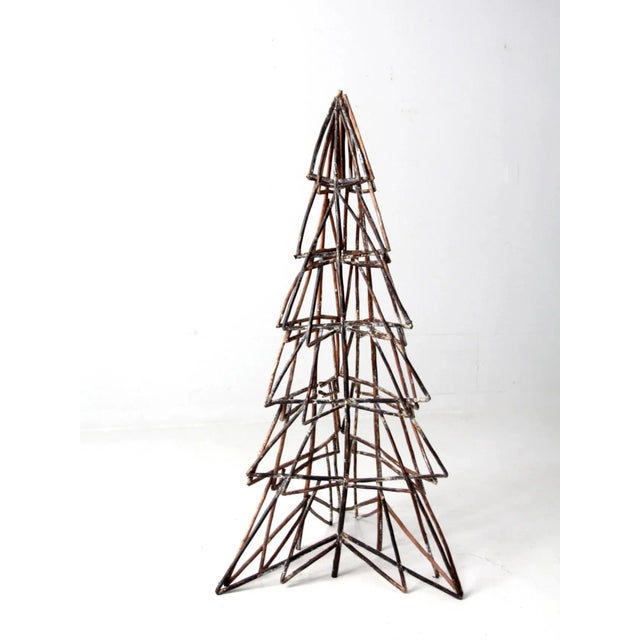 Wood Vintage Rustic Christmas Twig Art Tree For Sale - Image 7 of 10