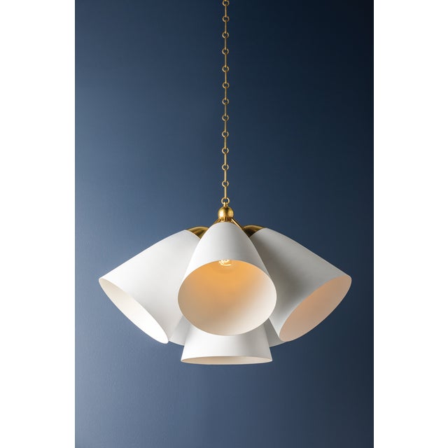 Hudson Valley Lighting Bronson 37.5 in. 6 Light Chandelier in Aged Brass and White Plaster Finish For Sale - Image 9 of 11
