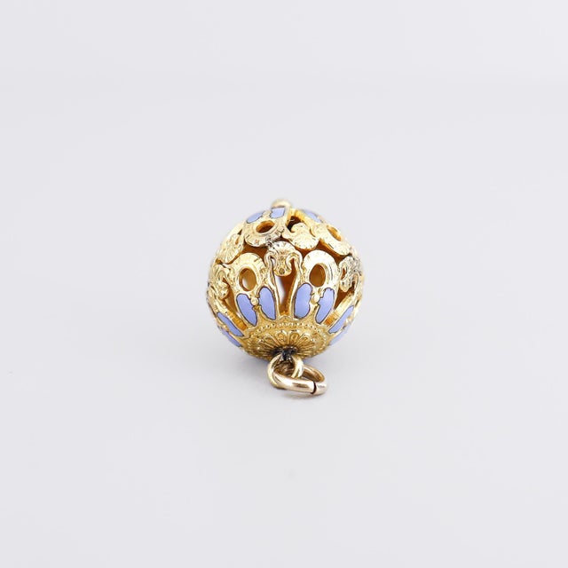 Antique Victorian / Aesthetic Enamel & Gold Plated Bracelet Charm or Fob For Sale - Image 9 of 11
