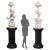 An exceptional and highly decorative pair of antique Italian hand-carved alabaster figural torchiere lamps, each depicting...