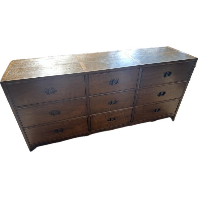 Wood Michael Taylor for Baker Far East Collection Nine-Drawer Chest For Sale - Image 7 of 9