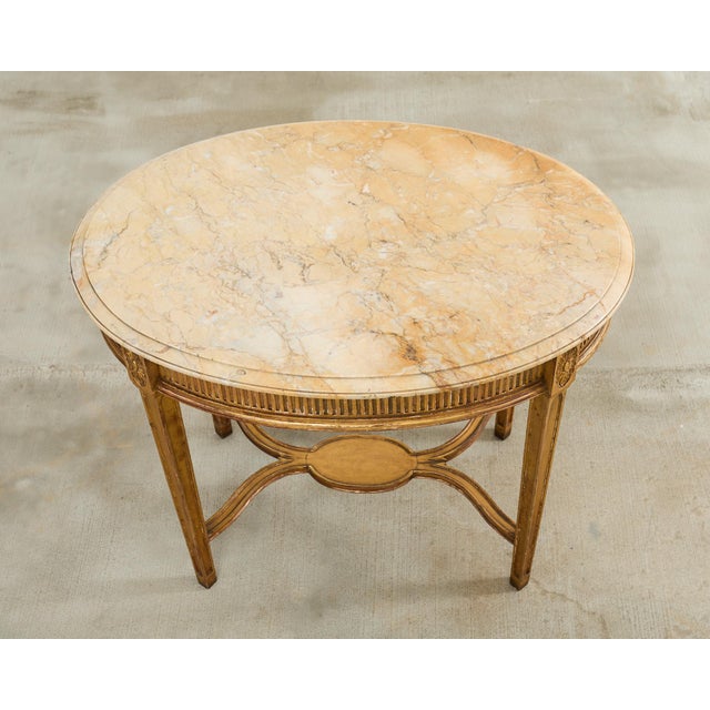 French Louis XVI Neoclassical Style Marble Top Center Table For Sale In Sacramento - Image 6 of 12