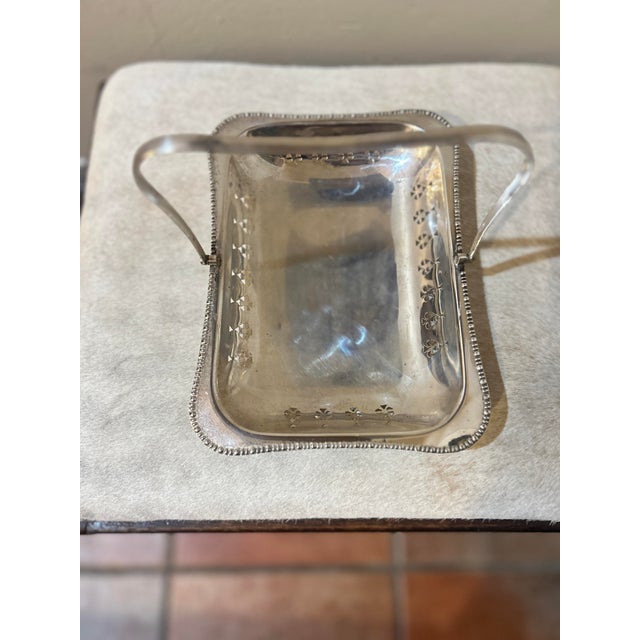C.J. Vander Vintage English Silver Plate Pierced Basket With Swing Handle C. J. Vander Ltd., Sheffield For Sale - Image 4 of 9