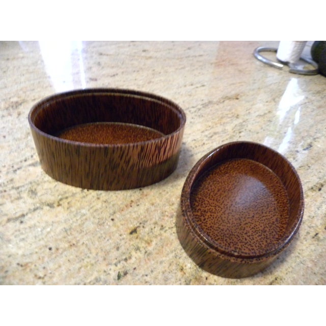 1990s 1990s Oval Palm Wood Trinket Box For Sale - Image 5 of 10