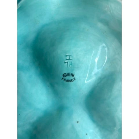 Gien Vintage Gien Turquoise Majolica Oyster Platter, France For Sale - Image 4 of 4