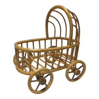 Vintage Mario Lopez Torres Style Bamboo Buggy Planter Holder For Sale