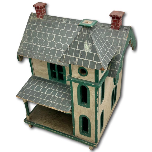 1910s Nice Antique American Hand Made & Painted Wood Folk Art Victorian Style Birdhouse - 18 Inches Tall - Circa Early 1900s For Sale - Image 5 of 18