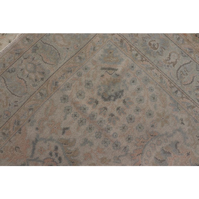 Neutral Vintage Turkish Oushak Rug With Floral Design and Repeated Floral Motifs For Sale - Image 16 of 16