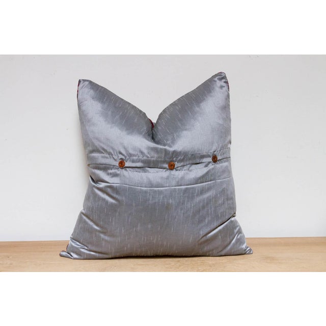 Kashmir Gray Festive Silk Euro Pillow Cover For Sale In Los Angeles - Image 6 of 7