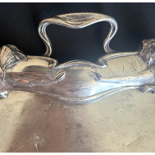 1920s Antique Art Nouveau Silver Crumb Tray For Sale - Image 5 of 8