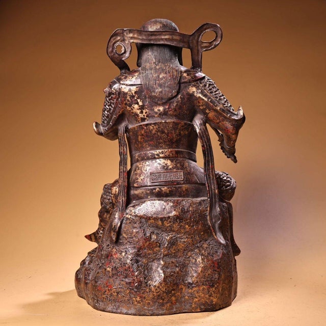 Asian Late 19th Century Gilt Bronze Guandi Figure, 3200g, Ming Mark, Warrior Statue For Sale - Image 3 of 10